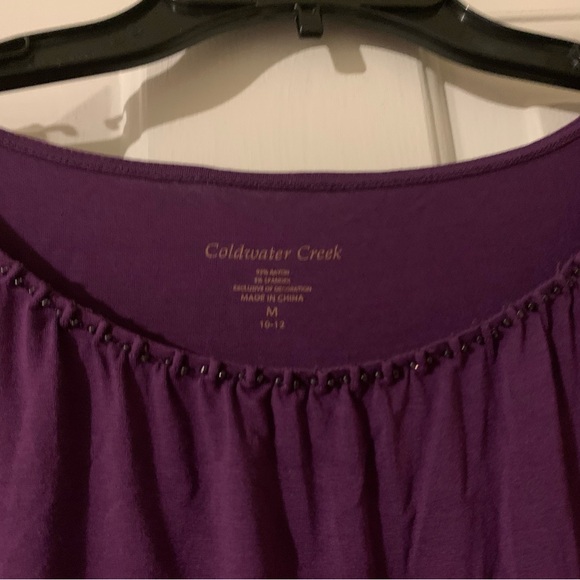 Coldwater Creek women’s purple 3/4 top small beads at neckline. Size medium EUC - Picture 14 of 16
